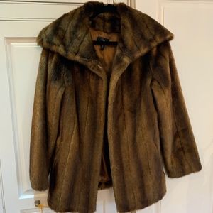 Aqua Collared Faux Mink Fur Jacket